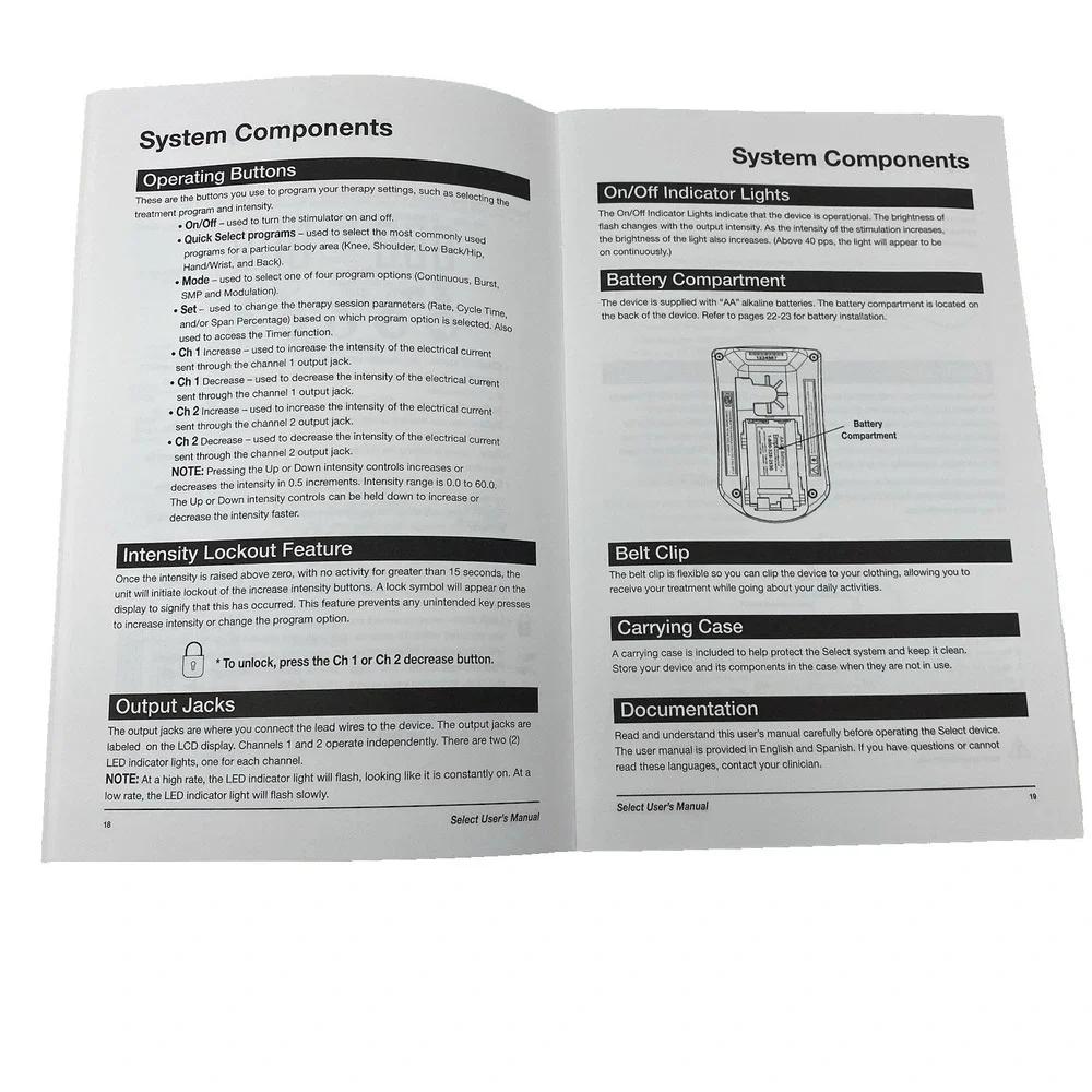 Select Pain Control User's Manual 2008‎ Empi Recovery Sciences